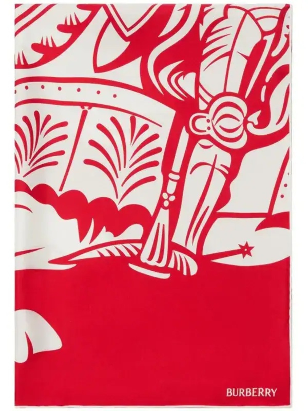 Burberry Red and White Graphic Print Scarf